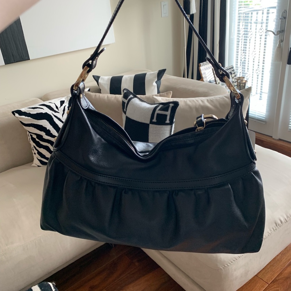 FENDI CHEF HOBO BLACK LEATHER BAG